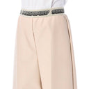 Beige Viscose Cropped Pants