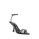 Black Silk Stiletto Heel Sandals