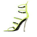 Bicolor Silk Stiletto Heel Sandals