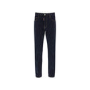 Blue Cotton Straight-Leg Jeans