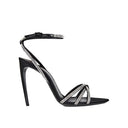 Black Silk Stiletto Heel Sandals