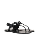 Black Calfskin Flat Sandals