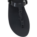 Black Calfskin Flat Sandals
