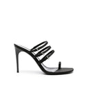Black Silk Stiletto Heel Sandals