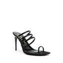 Black Silk Stiletto Heel Sandals