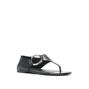 Black Calfskin Flat Sandals