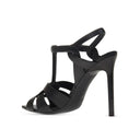 Black Calfskin Stiletto Heel Sandals
