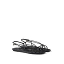 Black Calfskin Strap-On Sandals