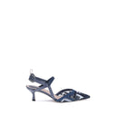 Blue Polyamide Mid Heel Pumps