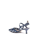Blue Polyamide Mid Heel Pumps