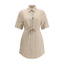 Beige Cotton Casual Dress
