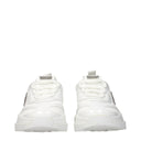 White Fabric Chunky Sneakers