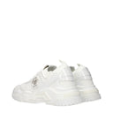 White Fabric Chunky Sneakers
