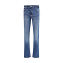 Blue Cotton Straight-Leg Jeans