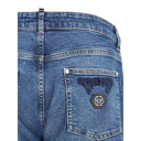 Blue Cotton Straight-Leg Jeans