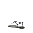 Black Calf Leather Bos Taurus Flat Sandals