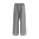 Gray Rayon Casual Pants