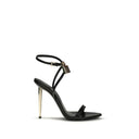 Black Goatskin Stiletto Heel Sandals