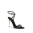 Black Goatskin Stiletto Heel Sandals