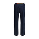 Blue Polyester Casual Pants