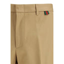 Beige Cotton Casual Pants