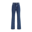 Blue Cotton Straight-Leg Jeans