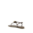 Brown Stainless Steel Flat Sandals
