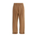 Brown Cotton Casual Pants