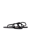 Black Leather Flip-Flop Sandals