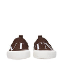 Brown Fabric Slip-On Loafers