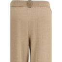 Beige Fleece Wool Casual Pants
