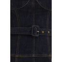 Blue Cotton Casual Dress