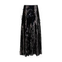 Black Polyester Midi Skirt