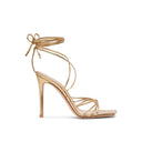 Gold Calfskin Stiletto Heel Sandals