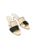 Beige Leather Flat Sandals