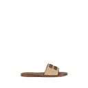 Beige Calf Leather Bos Taurus Flat Sandals