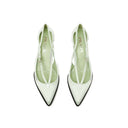 Bicolor Silk Mid Heel Pumps