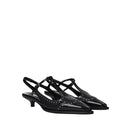 Black Calfskin Mid Heel Pumps