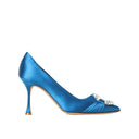 Blue Silk High Heel Pumps