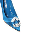 Blue Silk High Heel Pumps