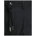 Black Elastane Casual Pants