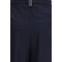 Blue Polyester Casual Pants