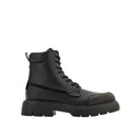 Black Calfskin Lace-Up Boots
