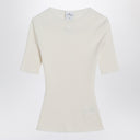 Courreges Courrèges White ribbed sweater in cotton and wool