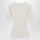 Courreges Courrèges White ribbed sweater in cotton and wool