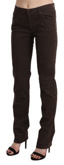 Chic Brown Mid Waist Skinny Trousers