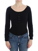 Chic Cropped Black Wool-Cashmere Sweater