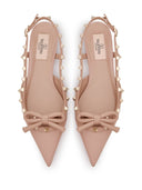 Valentino Garavani Rockstud Bow Slingback Ballerina In Patent Leather