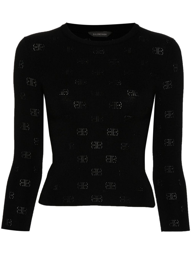 Balenciaga BB-Muster offen gestrickter Pullover