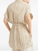 Brunello Cucinelli Dazzling silk and linen openwork rib cardigan
